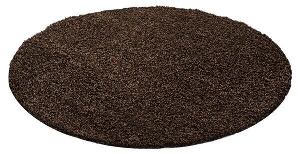 Ayyildiz, Kusový koberec Life Shaggy 1500 brown kruh, 80x80 (průměr) kruh, hnědá, ložnice