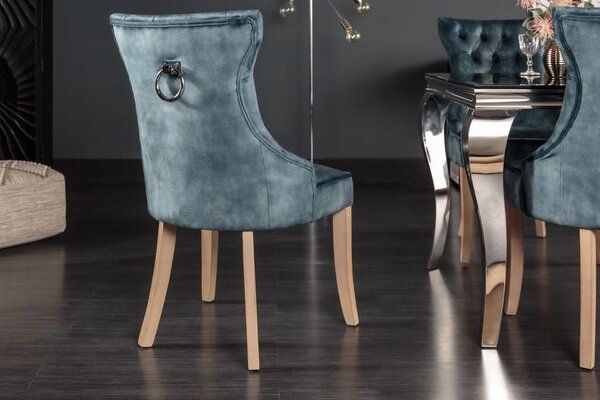 Designová židle Queen samet petrol zelená