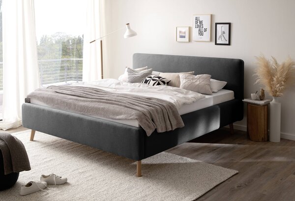 Postel taupe s úložným prostorem 160 x 200 cm tmavě šedá
