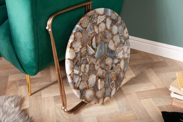 Designový konferenční stolek Tristen 62 cm achát modrý