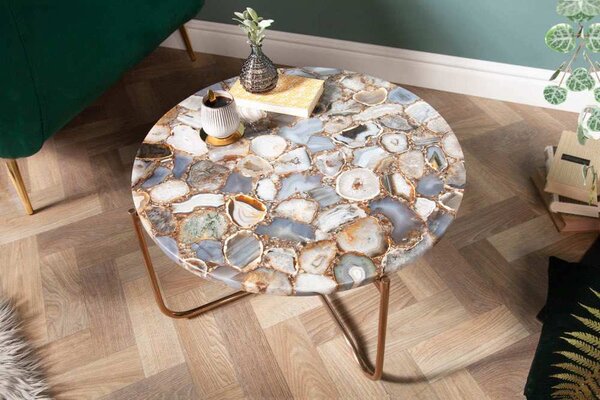 Designový konferenční stolek Tristen 62 cm achát modrý