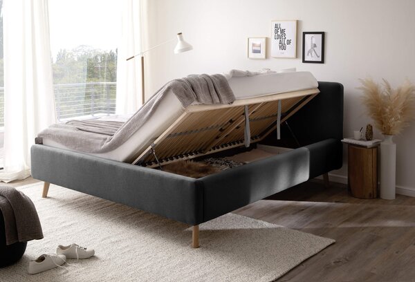 Postel taupe s úložným prostorem 160 x 200 cm tmavě šedá