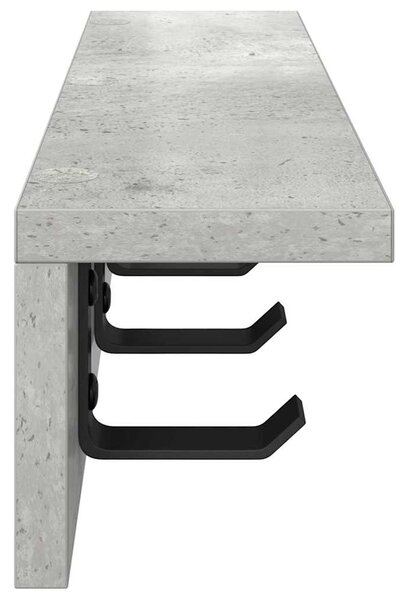 Věšák, nástěnný, s poličkou, kompozitní dřevo, 10,5x60x10,5 cm, beton šedá, Dekorino TK20260044