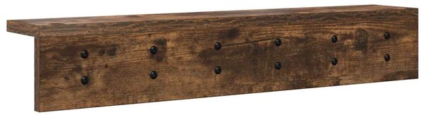 Věšák, nástěnný, s poličkou, kompozitní dřevo, 10,5x60x10,5 cm, kouřový dub, Dekorino TK20260044