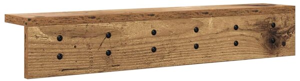 Věšák, nástěnný, s poličkou, kompozitní dřevo, 10,5x60x10,5 cm, staré dřevo, Dekorino TK20260044