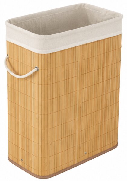 Koš na prádlo, objem 40 l, bez víka, bambus, 49,5x39x20 cm, přírodní, Dekorino KP20260002