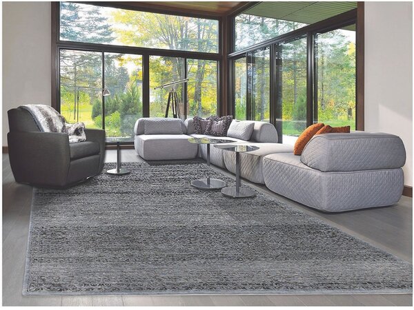 Diamond Carpets India, Ručně vázaný kusový koberec Diamond DC-MAMLOOK jeans blue/black, 120x170, modrá, chodba / předsíň