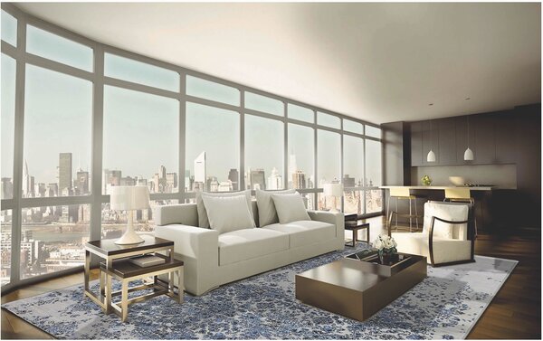Diamond Carpets India, Ručně vázaný kusový koberec Diamond DC-JK 3 Silver/blue, 120x170, modrá, chodba / předsíň