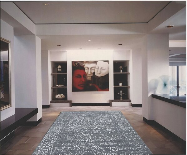 Diamond Carpets India, Ručně vázaný kusový koberec Diamond DC-JK 2 Light grey/silver, 120x170, šedá, chodba / předsíň