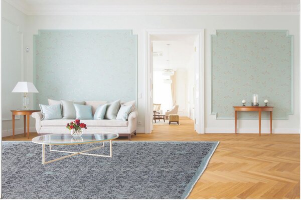 Diamond Carpets India, Ručně vázaný kusový koberec Diamond DC-M 5 Light grey/aqua, 120x170, modrá, chodba / předsíň