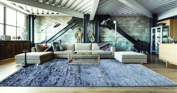 Diamond Carpets India, Ručně vázaný kusový koberec Diamond DC-KM Snowland, 120x170, modrá, chodba / předsíň