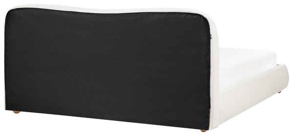 Postel s úložným prostorem Tkanina BLAGNAC 180 x 200 cm Krémově bílá