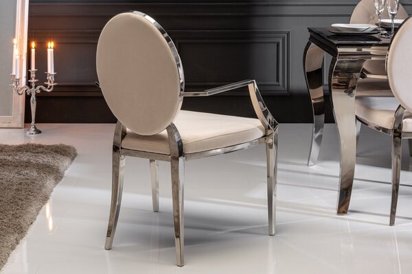 Designová židle s opěrkami Rococo II béžová