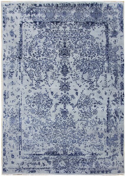 Diamond Carpets koberce Ručně vázaný kusový koberec Diamond DC-JK ROUND Silver/peacock blue - 245x305 cm