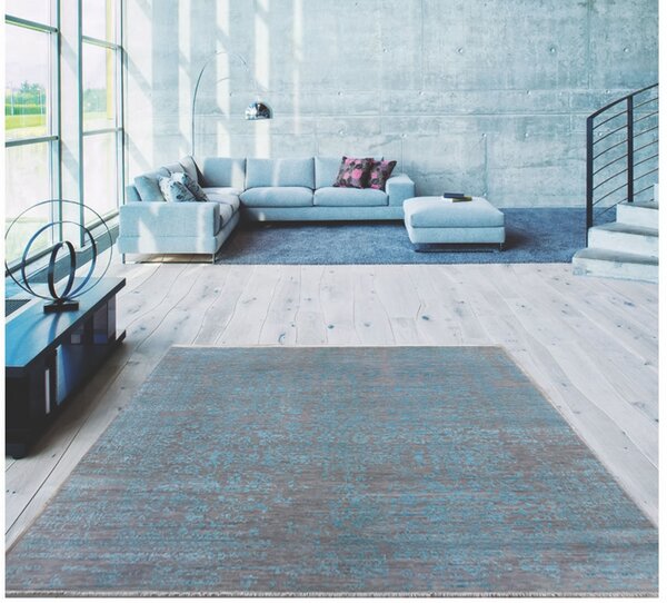 Diamond Carpets India, Ručně vázaný kusový koberec Diamond DC-JK 1 Silver/light blue, 120x170, modrá, chodba / předsíň