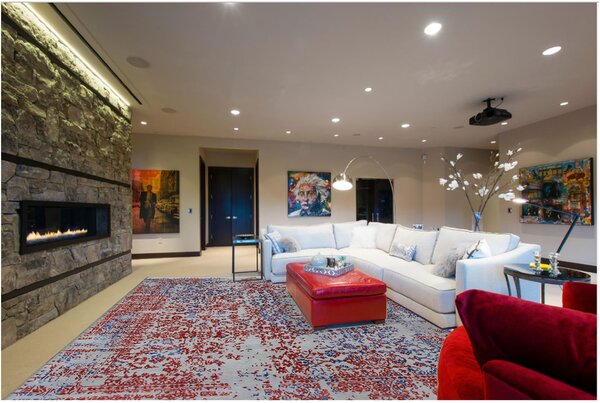 Diamond Carpets India, Ručně vázaný kusový koberec Diamond DC-JKM Silver/blue-red, 180x275, červená, chodba / předsíň