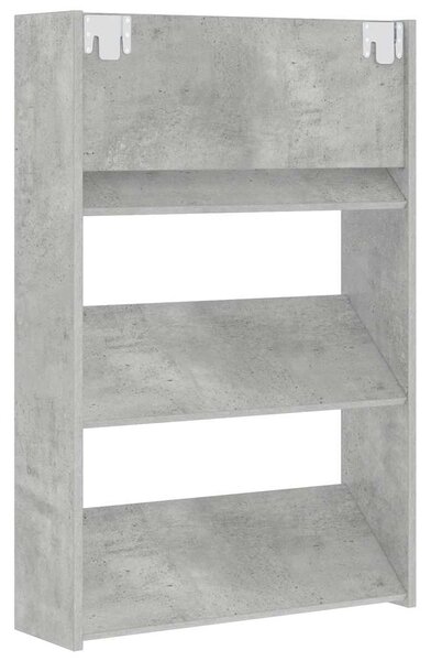 Botník, závěsný, 3 patra, kompozitní dřevo, 90x60x18 cm, beton šedá, Dekorino BB20260031