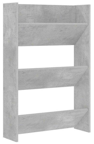 Botník, závěsný, 3 patra, kompozitní dřevo, 90x60x18 cm, beton šedá, Dekorino BB20260031