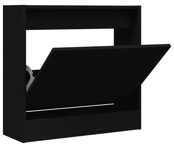 Botník, výklopný, kompozitní dřevo, 57x60x21 cm, černá, Dekorino BB20260034