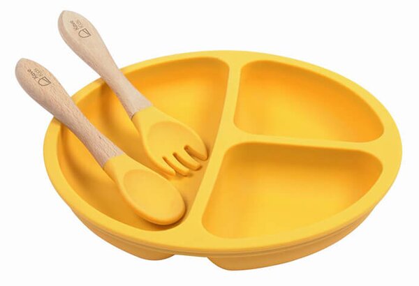 Set talíř s příborem iphany žlutý