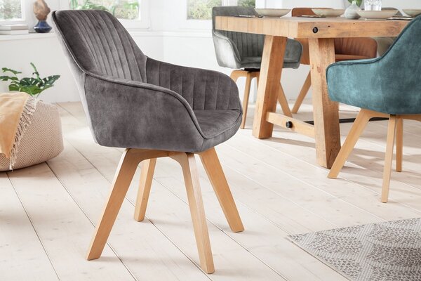 Designová otočná židle Gaura šedý samet