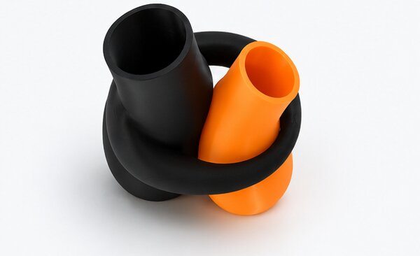 Váza, sada 2 ks, styl klasický, plast, 12/15x5/6 cm, černá/oranžová, Dekorino VD0260015