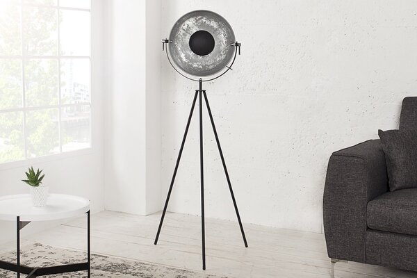 Designová stojanová lampa Atelier 145 cm černo-stříbrná