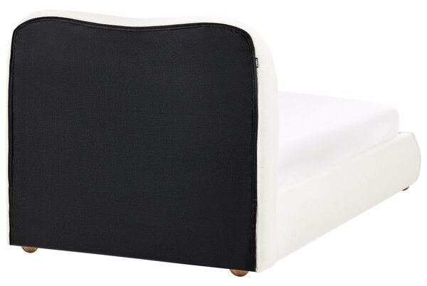 Postel s úložným prostorem Tkanina BLAGNAC 90 x 200 cm Krémově bílá