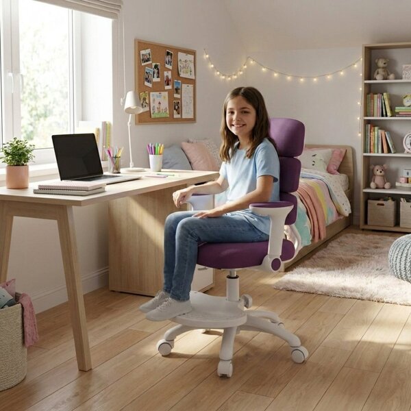 Dětská rostoucí židle Neoseat KIDDY THREE — látka, pratelný potah, fialová