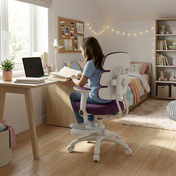 Dětská rostoucí židle Neoseat KIDDY THREE — látka, pratelný potah, fialová