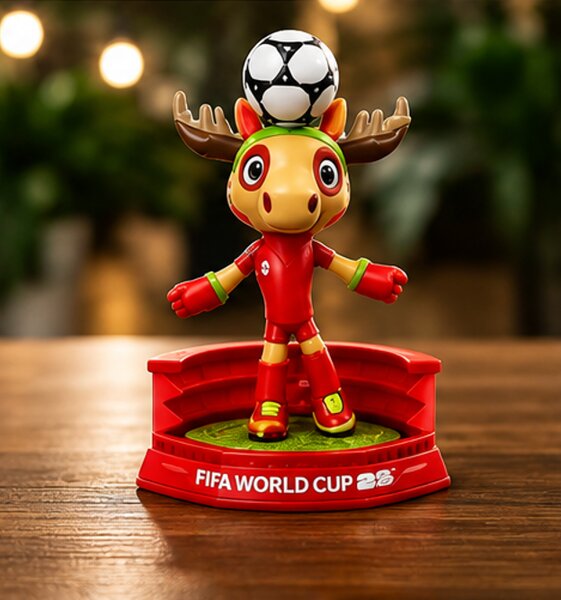 Figurka, Maple, Zayu a Clutch, oficiální maskoti FIFA MS 2026, sada 3 ks, výška 6 cm, plast, originál barvy, Dekorino SF20260005