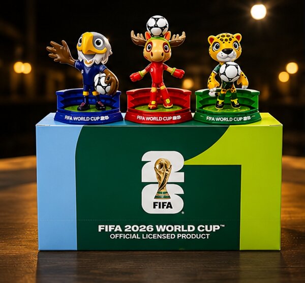 Figurka, Maple, Zayu a Clutch, oficiální maskoti FIFA MS 2026, sada 3 ks, výška 6 cm, plast, originál barvy, Dekorino SF20260005