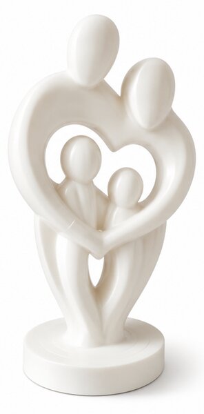 Soška, dekorativní, téma rodina a láska, výška 10 cm, plast, barva bílá, Dekorino SF20260017