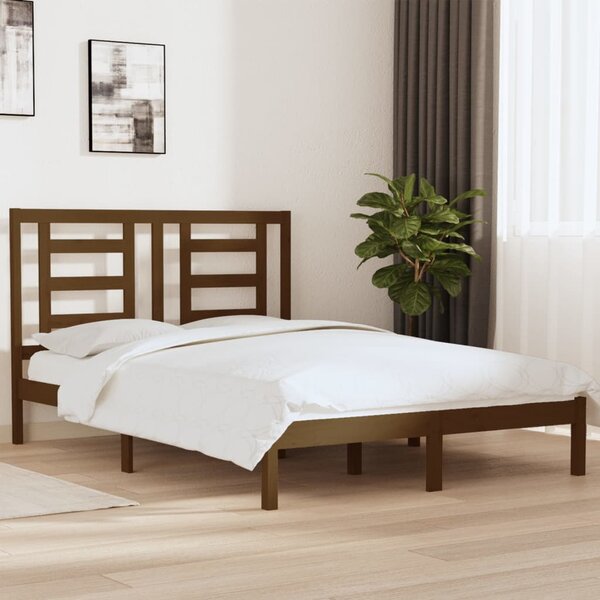 Rám postele medově hnědý masivní borovice 140 x 190 cm