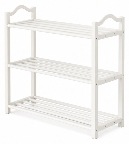 Botník, 3 patra, kov/plast, 75x78x19 cm, bílá, Dekorino BB20260052