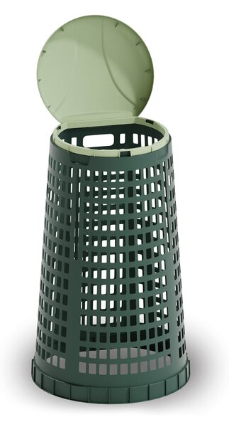 Plastový odpadkový koš na 120 l pytle, zelený, zelené víko