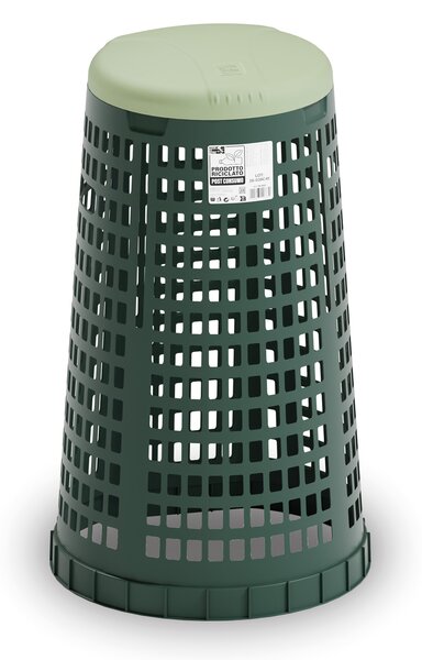 Plastový odpadkový koš na 120 l pytle, zelený, zelené víko
