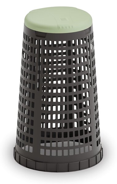 Plastový odpadkový koš na 120 l pytle, černý, zelené víko