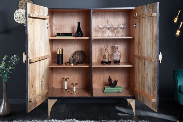 Designová vysoká komoda Venetia 120 cm černo-zlatá