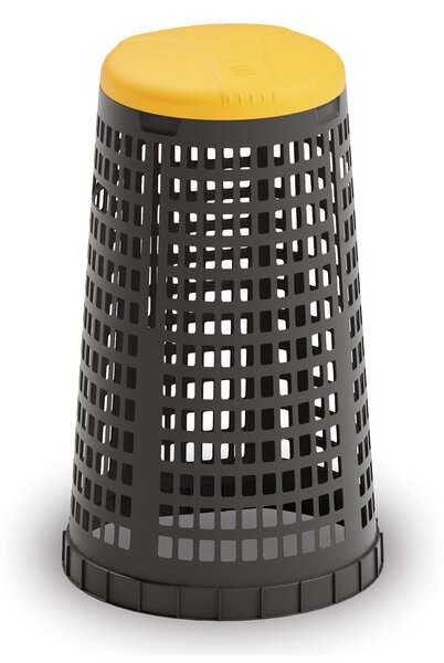 Plastový odpadkový koš na 120 l pytle, černý, žluté víko
