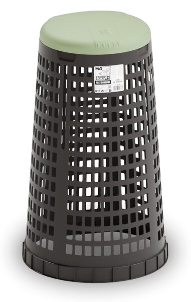 Plastový odpadkový koš na 120 l pytle, černý, zelené víko