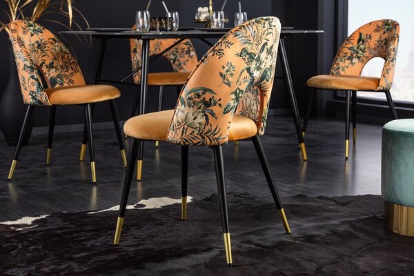 Designová jídelní židle Jalisa žlutý samet - skladem 4ks