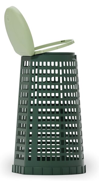 Plastový odpadkový koš na 120 l pytle, zelený, zelené víko