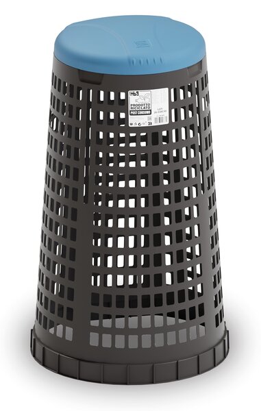 Plastový odpadkový koš na 120 l pytle, černý, modré víko