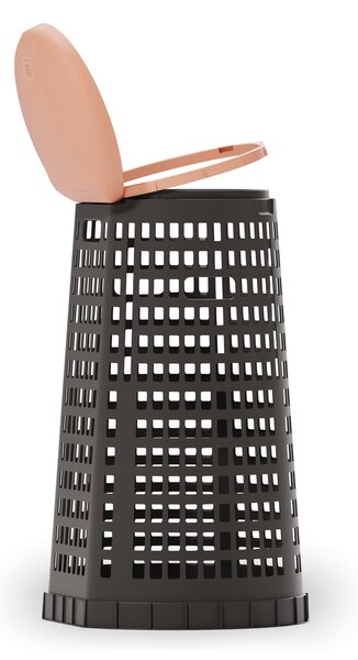 Plastový odpadkový koš na 120 l pytle, černý, červené víko