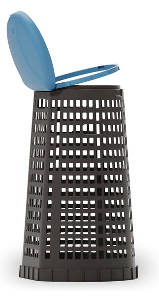 Plastový odpadkový koš na 120 l pytle, černý, modré víko