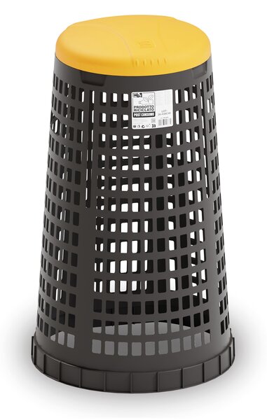 Plastový odpadkový koš na 120 l pytle, černý, žluté víko