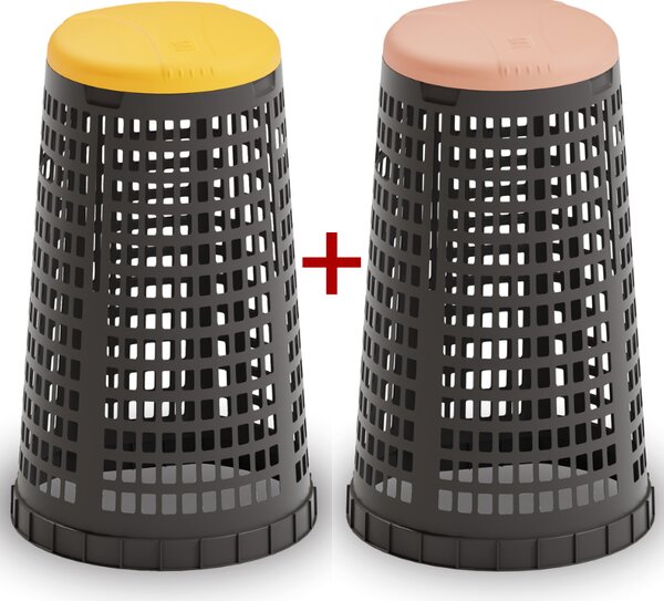 Plastový odpadkový koš na 120 l pytle 1+1 ZDARMA černý, žlutá + červená