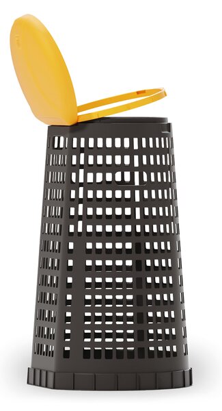 Plastový odpadkový koš na 120 l pytle, černý, žluté víko