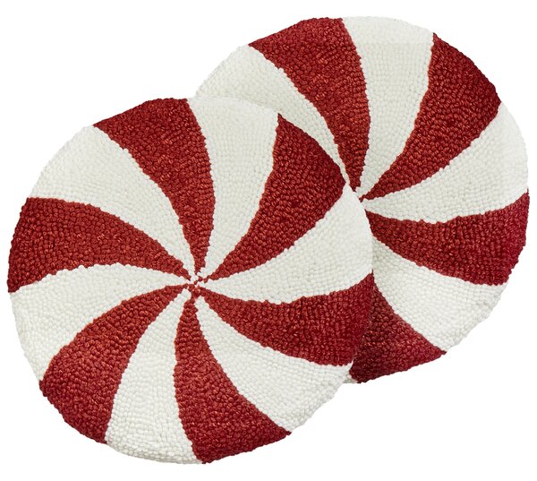 Sada 2 dekorativních polštářů SWIRL CANDY Buklé 40 x 40 cm Červená